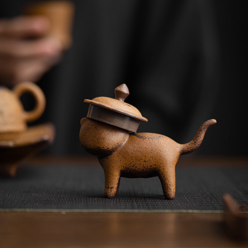 Mini Standing Cat Feng Shui Frog Toad Tea Pet Ceramic Home Desk Figurine Decoration | Zen Ara Grove