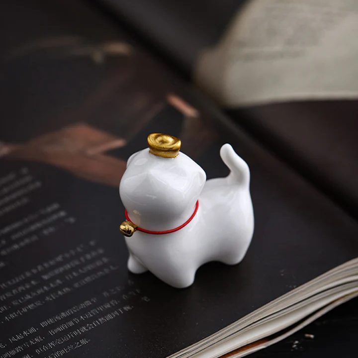 Mini Lucky Cat Ingot Tea Pet Ceramic Home Desk Figurine Decoration | Zen Ara Grove