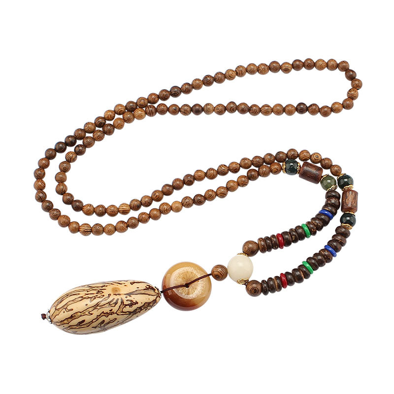 Thousand-Eye Bodhi Peace & Luck Wooden Bead Necklace | Zen Ara Grove