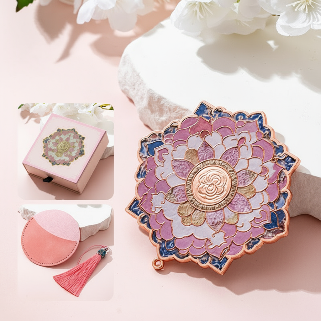 Portable Embossed Caisson Hand Mirror | Zen Ara Grove