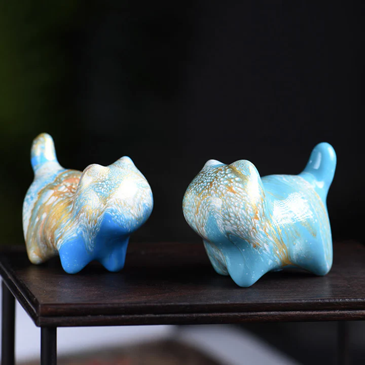 Mini Lovely Cat Ebony Wood Lacquer Craft Peace Decoration  | Zen Ara Grove