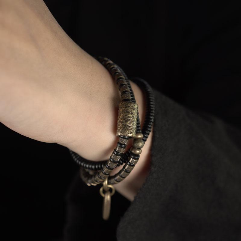 Rustic Brass with Blackwood Wristband | Zen Ara Grove