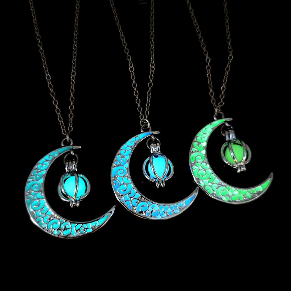 Glow-in-the-Dark Moon & Pumpkin Pendant – Zen Halloween Charm | Zen Ara Grove