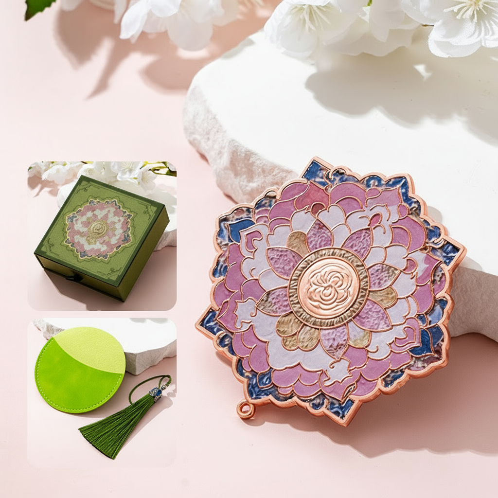 Portable Embossed Caisson Hand Mirror | Zen Ara Grove