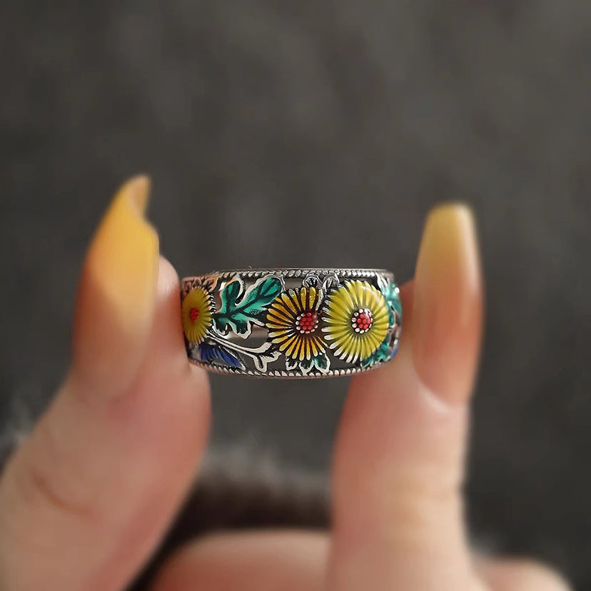 Elegant Antique Style Chrysanthemum Ring | Zen Ara Grove