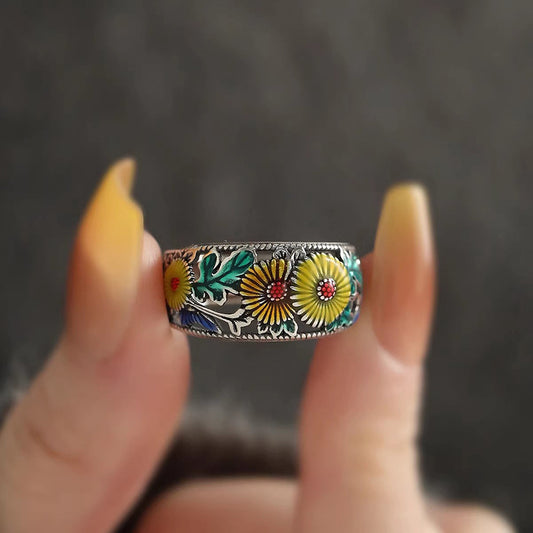 Elegant Antique Style Chrysanthemum Ring | Zen Ara Grove