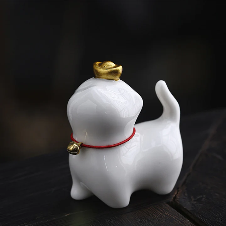 Mini Lucky Cat Ingot Tea Pet Ceramic Home Desk Figurine Decoration | Zen Ara Grove