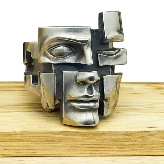 “Find Yourself” Broken Mask Design Ring | Zen Ara Grove