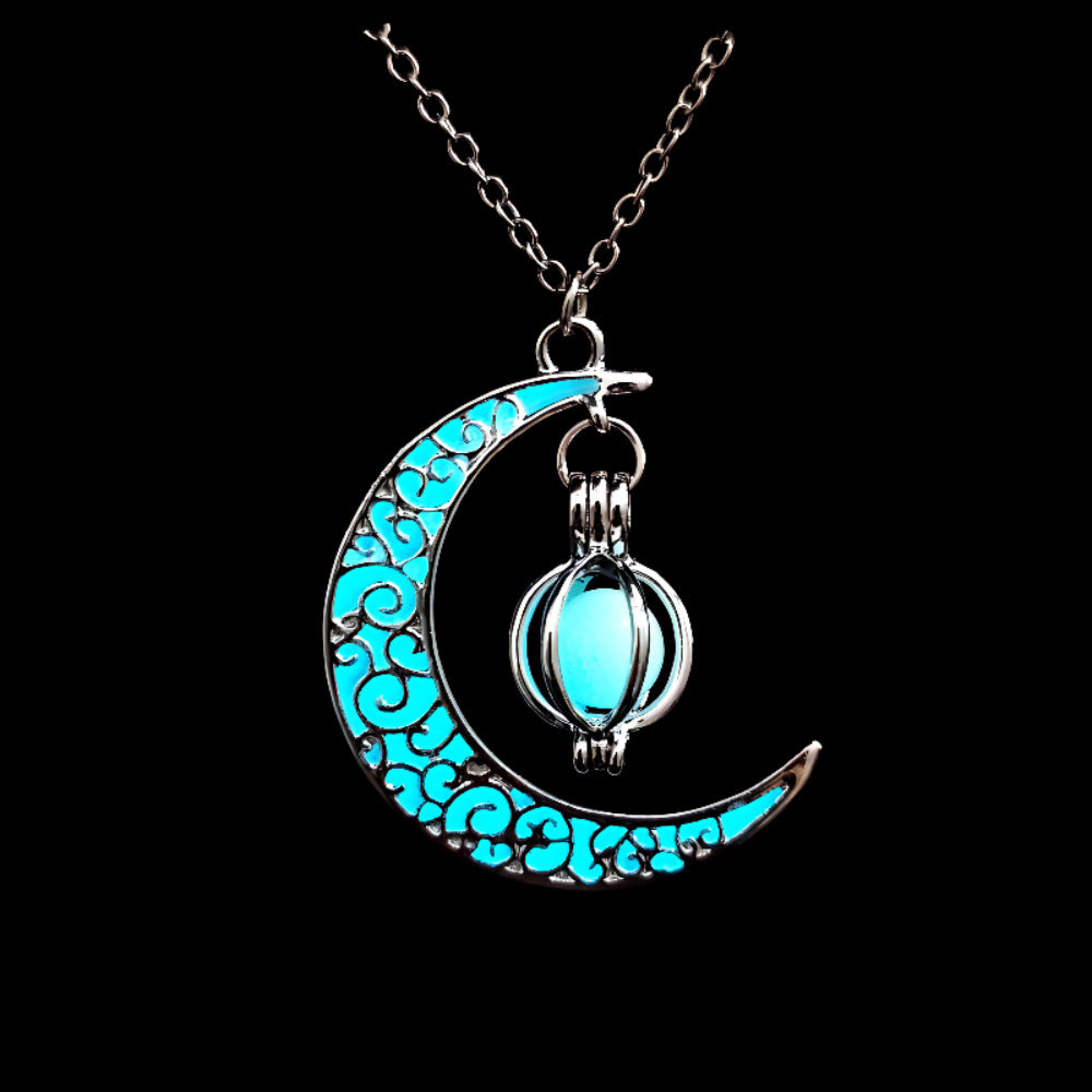 Glow-in-the-Dark Moon & Pumpkin Pendant – Zen Halloween Charm | Zen Ara Grove