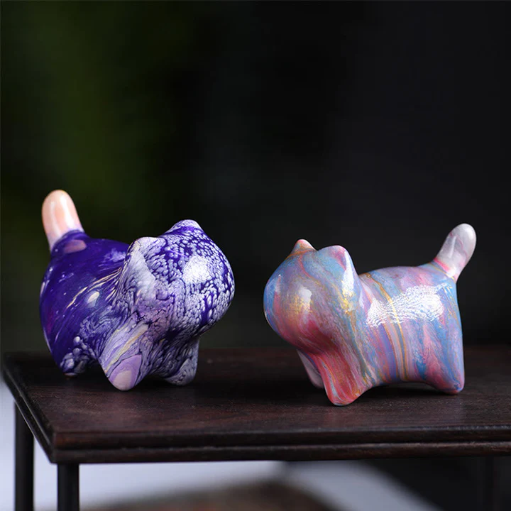 Mini Lovely Cat Ebony Wood Lacquer Craft Peace Decoration  | Zen Ara Grove