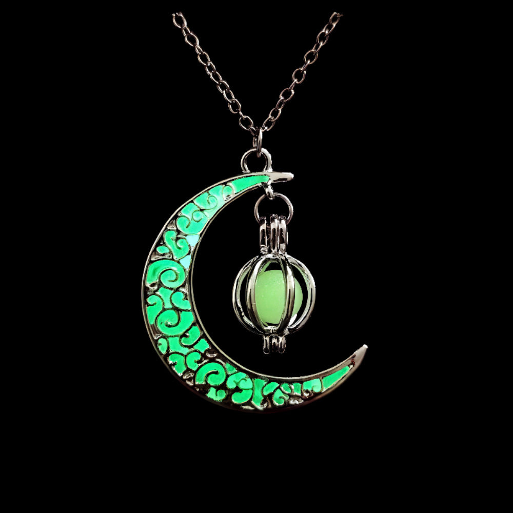 Glow-in-the-Dark Moon & Pumpkin Pendant – Zen Halloween Charm | Zen Ara Grove