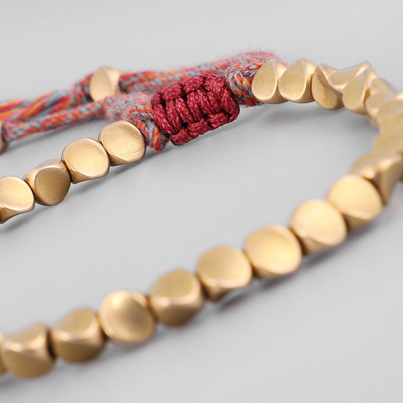Subtle Zen Threads Bracelet: Mindful Gold & Woven Harmony
