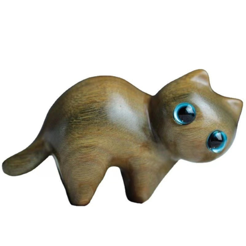 Mini Cute Stretching Cat Carved Soothing Desk Decoration | Zen Ara Grove