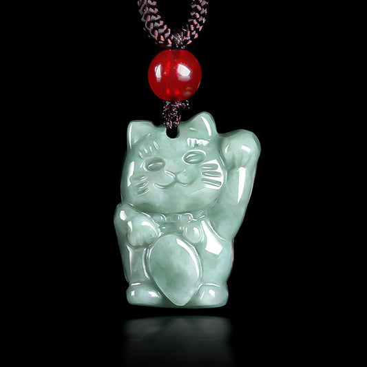 Lucky Cat Jade Abundance Necklace Pendant | Zen Ara Grove