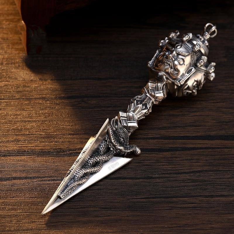 Silver Vajra Phurba Pendant – Banish Negativity | Zen Ara Grove