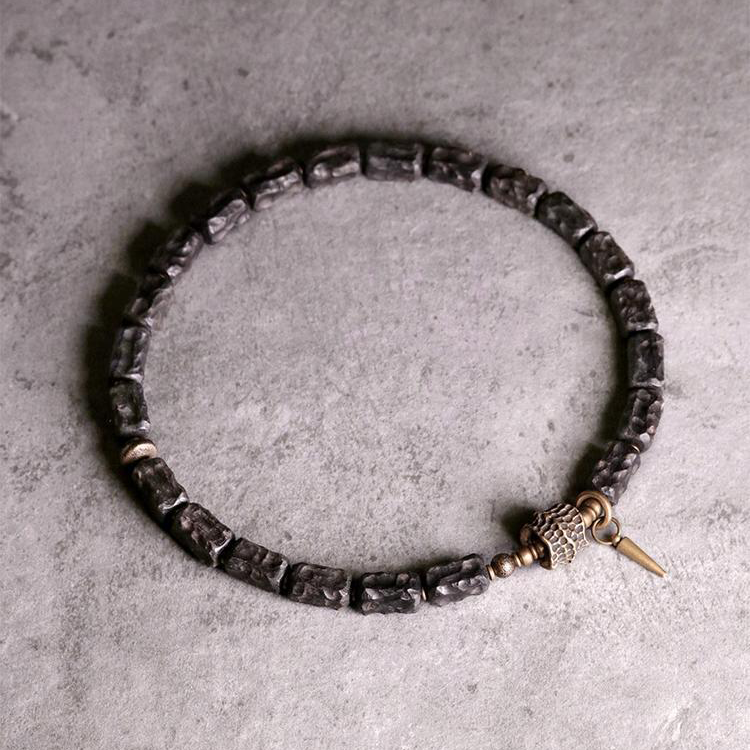 Ebony Wood Grain Twin-Strand Wrist Mala | Zen Ara Grove