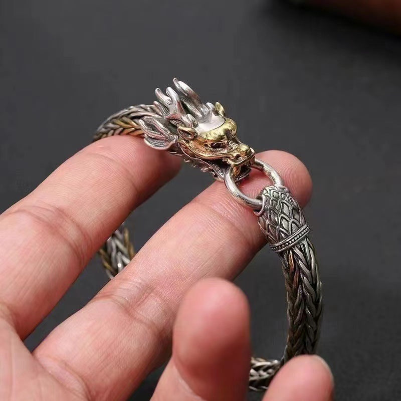 Handcrafted Dragon Head Bracelet in Thai Silver Fusion | Zen Ara Grove