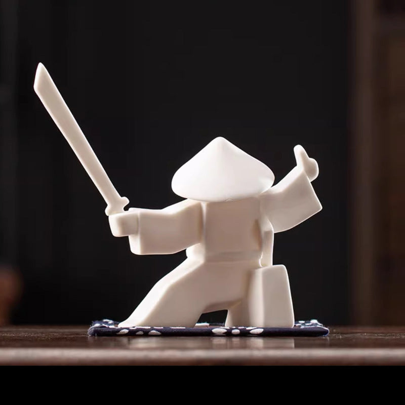 Kung Fu Zen Ceramic Incense Holder – Martial Artist Duel Figurine | Zen Ara Grove