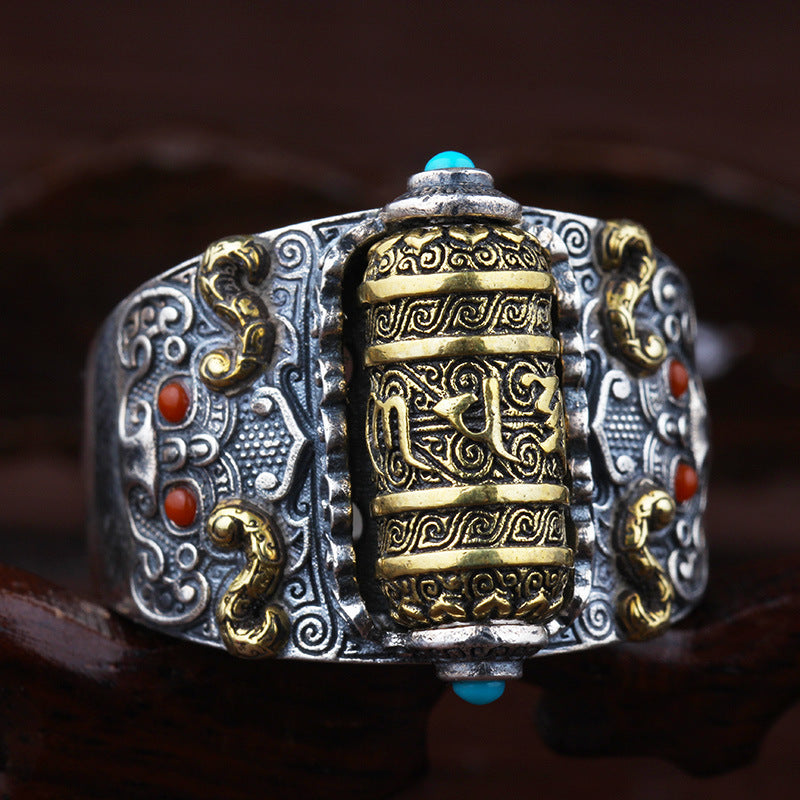 Om Mani Padme Hum Silver Ring – Protection & Inner Peace | Zen Ara Grove