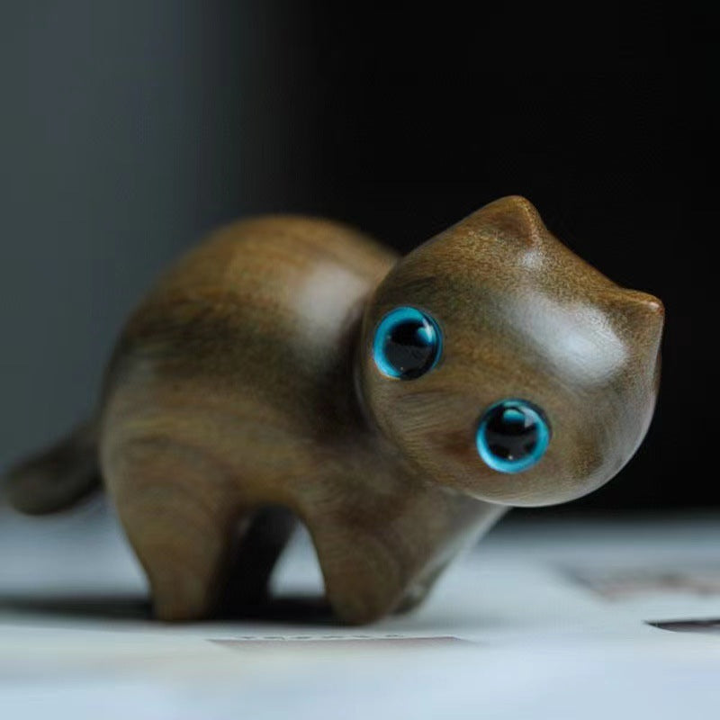 Mini Cute Stretching Cat Carved Soothing Desk Decoration | Zen Ara Grove
