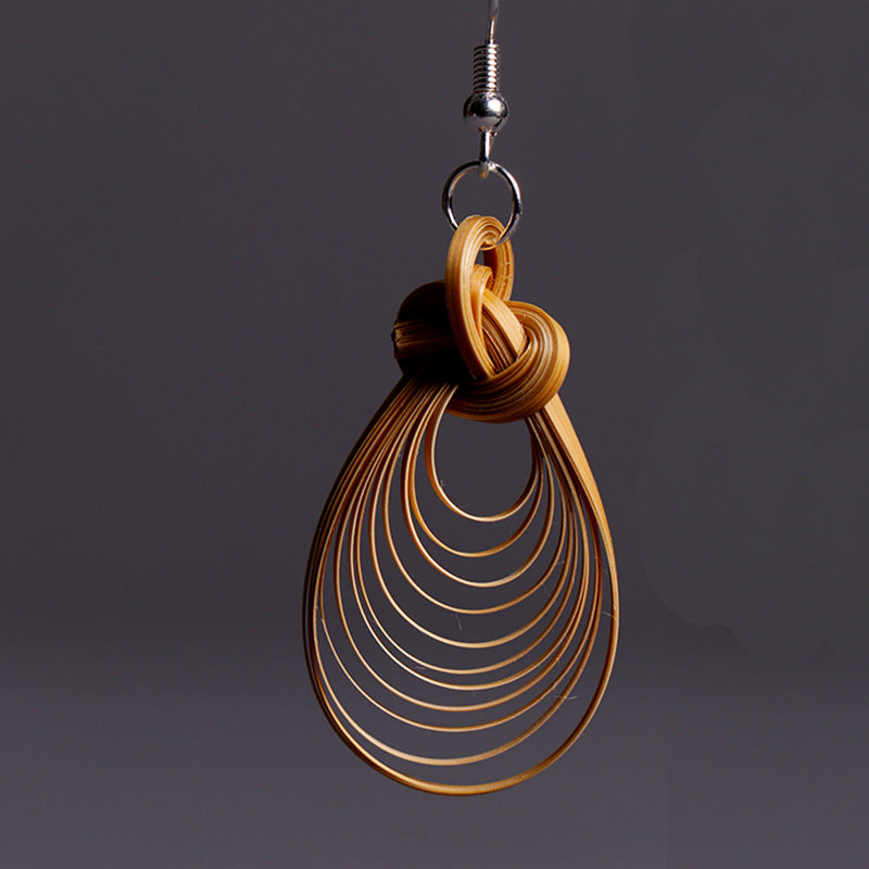 Handwoven Bamboo Leaf Drop Earrings