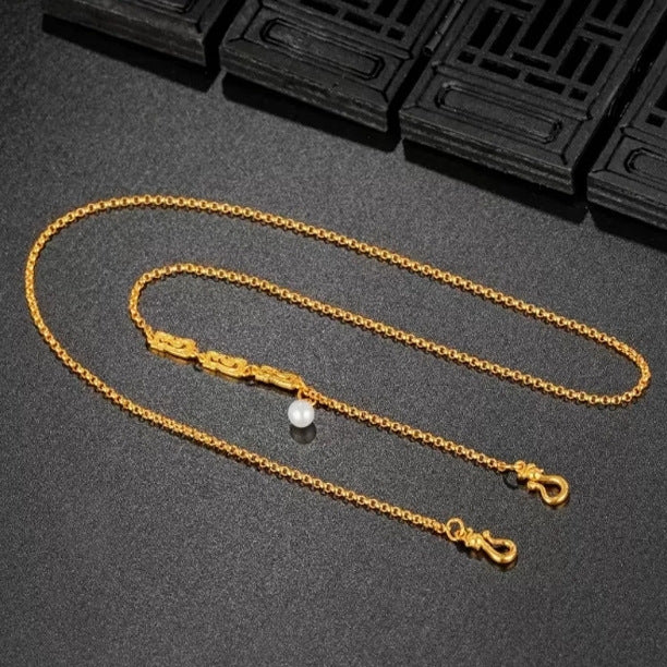 $9.99 LIMITED TIME OFFER Double-Sided Cloisonné Fortune Lock Pendant in Burnished Gold | Zen Ara Grove