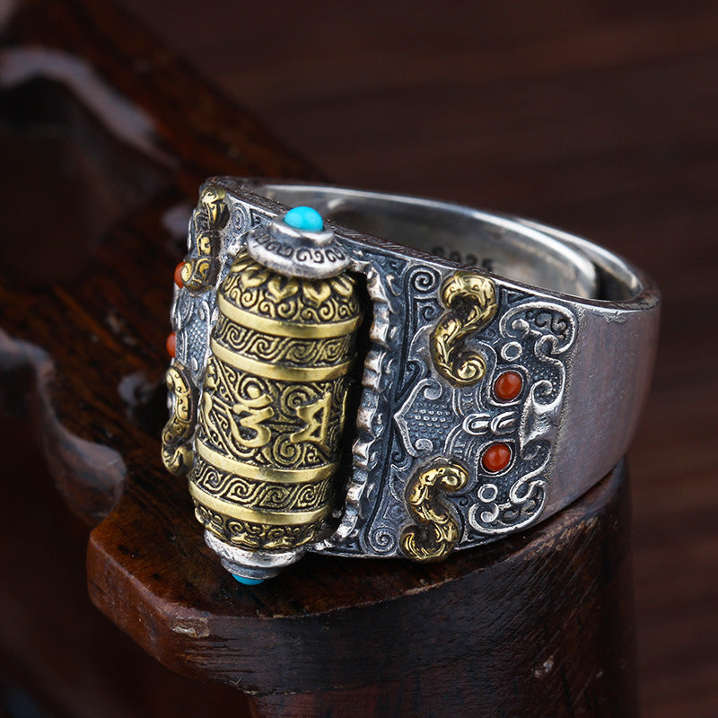 Om Mani Padme Hum Silver Ring – Protection & Inner Peace | Zen Ara Grove