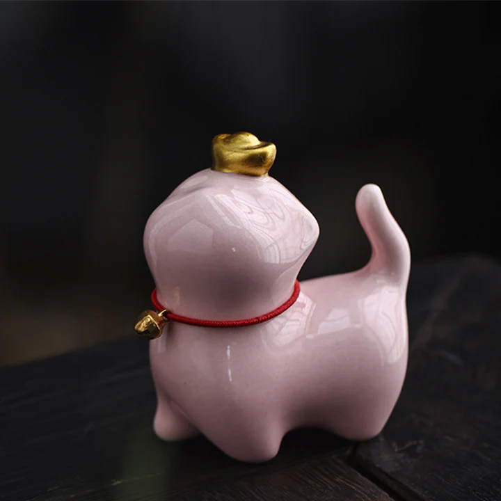 Mini Lucky Cat Ingot Tea Pet Ceramic Home Desk Figurine Decoration | Zen Ara Grove