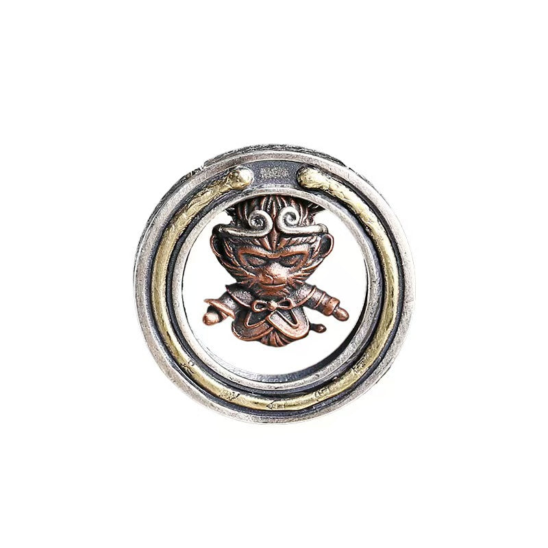 S925 Silver Monkey King Pendant – Crowned with the Golden Circlet | Zen Ara Grove