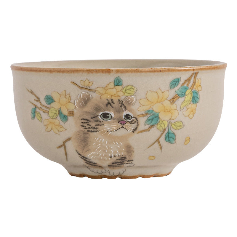 Cute Cat Yellow Flowers Rabbit Teacup Kung Fu Tea Cup  | Zen Ara Grove