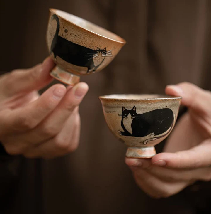 Small Cute Cat Teacup Kung Fu Tea Cup 60ml | Zen Ara Grove