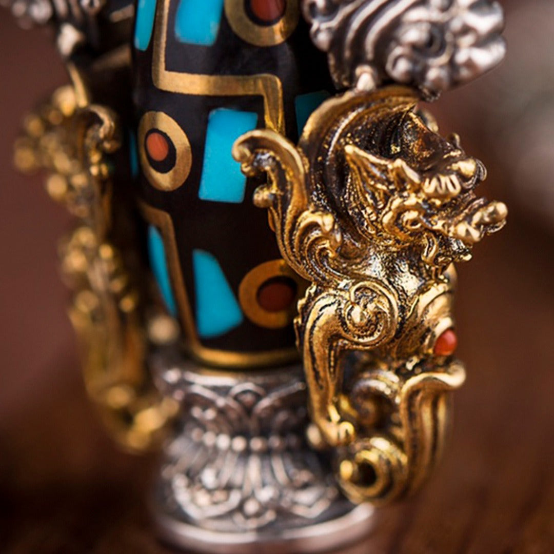 Nine-Eyed Dzi Bead Buddhist Pendant – Symbol of Protection & Enlightenment | Zen Ara Grove