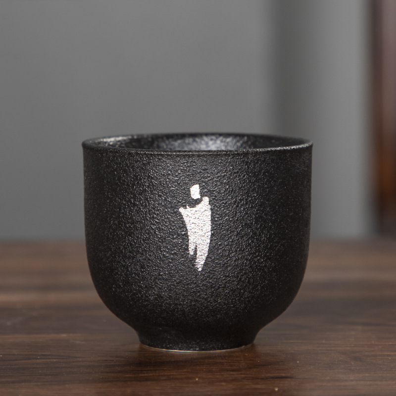 Zen meditation matte black pottery water cup
