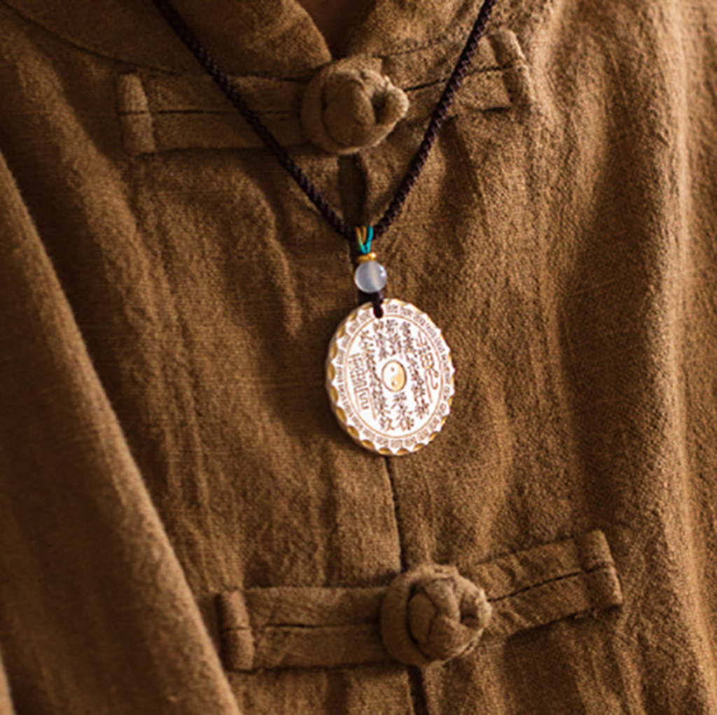 Daoist Harmony Copper Pendant – Mountain Ghost Hua Qian with Yin-Yang Bagua Design | Zen Ara Grove