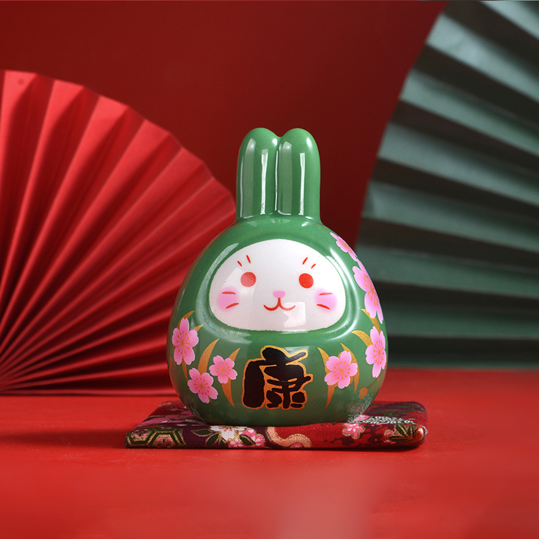 Lucky Rabbit Ceramic Figurine – Red Charm for Good Fortune | Zen Ara Grove