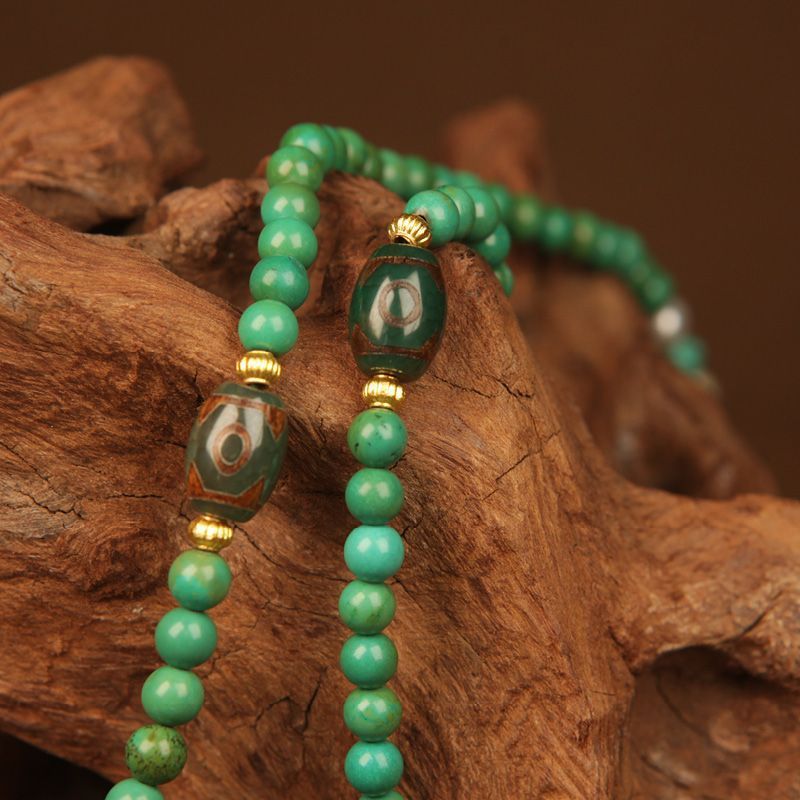 Natural Turquoise 108-Bead Mala Necklace | Zen Ara Grove