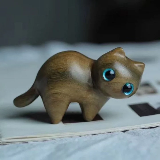 Mini Cute Stretching Cat Carved Soothing Desk Decoration | Zen Ara Grove