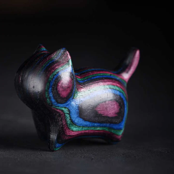 Mini Cat Kitten Colorful Wooden Cute Pet Decoration | Zen Ara Grove