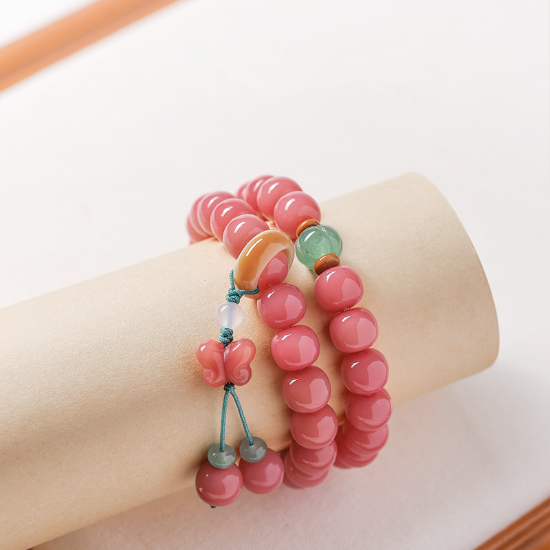 Pink-White Jade Bodhi Bead Bracelet | Zen Ara Grove