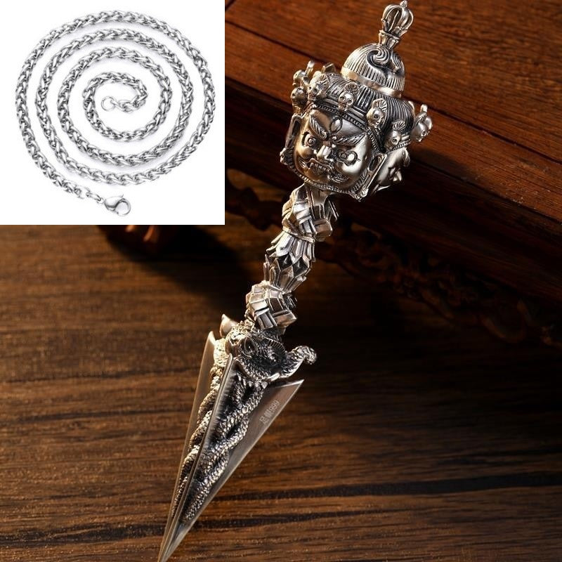 Silver Vajra Phurba Pendant – Banish Negativity | Zen Ara Grove