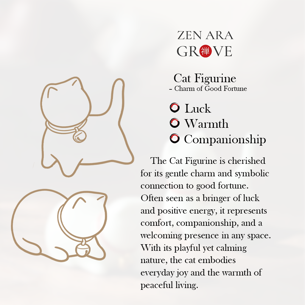 Mini Lucky Cute Standing Cat Red Rope Bell Ceramic Figurine Decoration | Zen Ara Grove