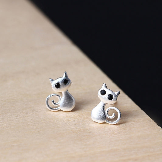 925 Sterling Silver Posts Cute Cat Kitten Blessing Stud Earrings | Zen Ara Grove