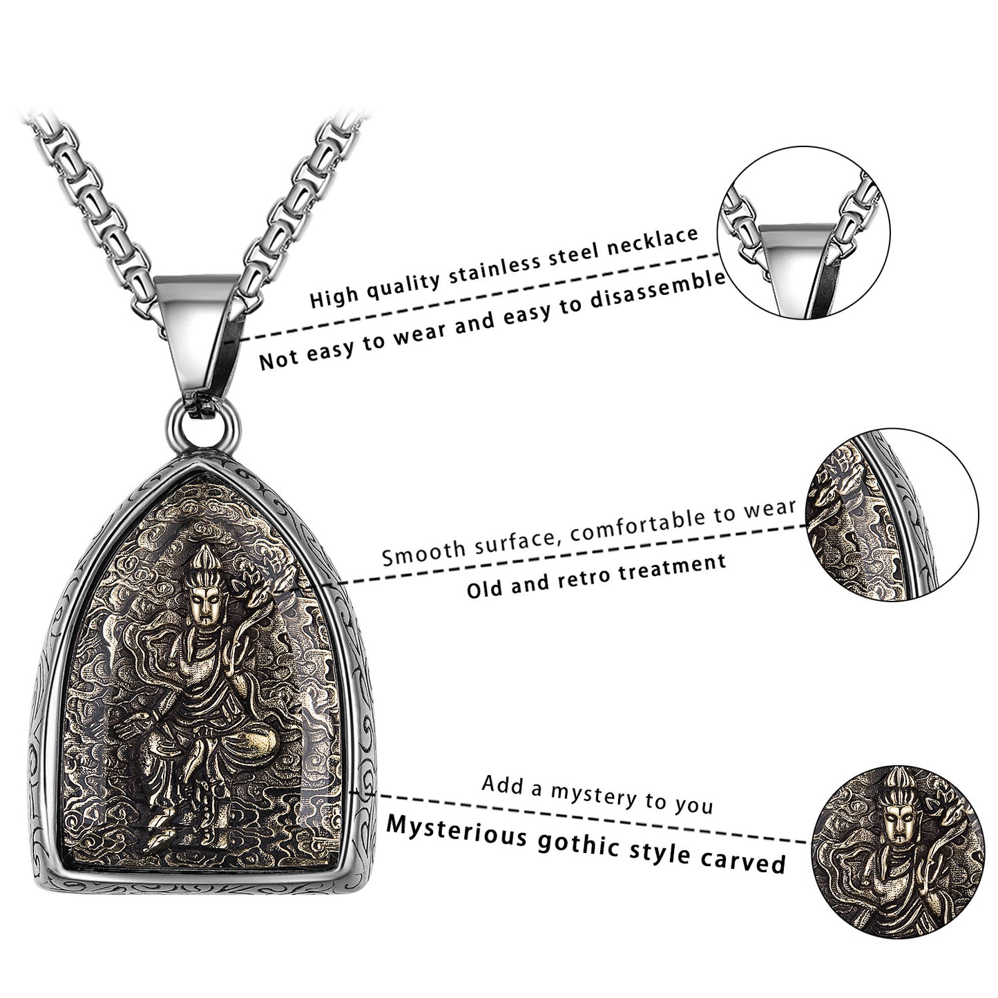 Titanium Steel Eight Buddhas Pendant|Protection & Wisdom On-the-Go