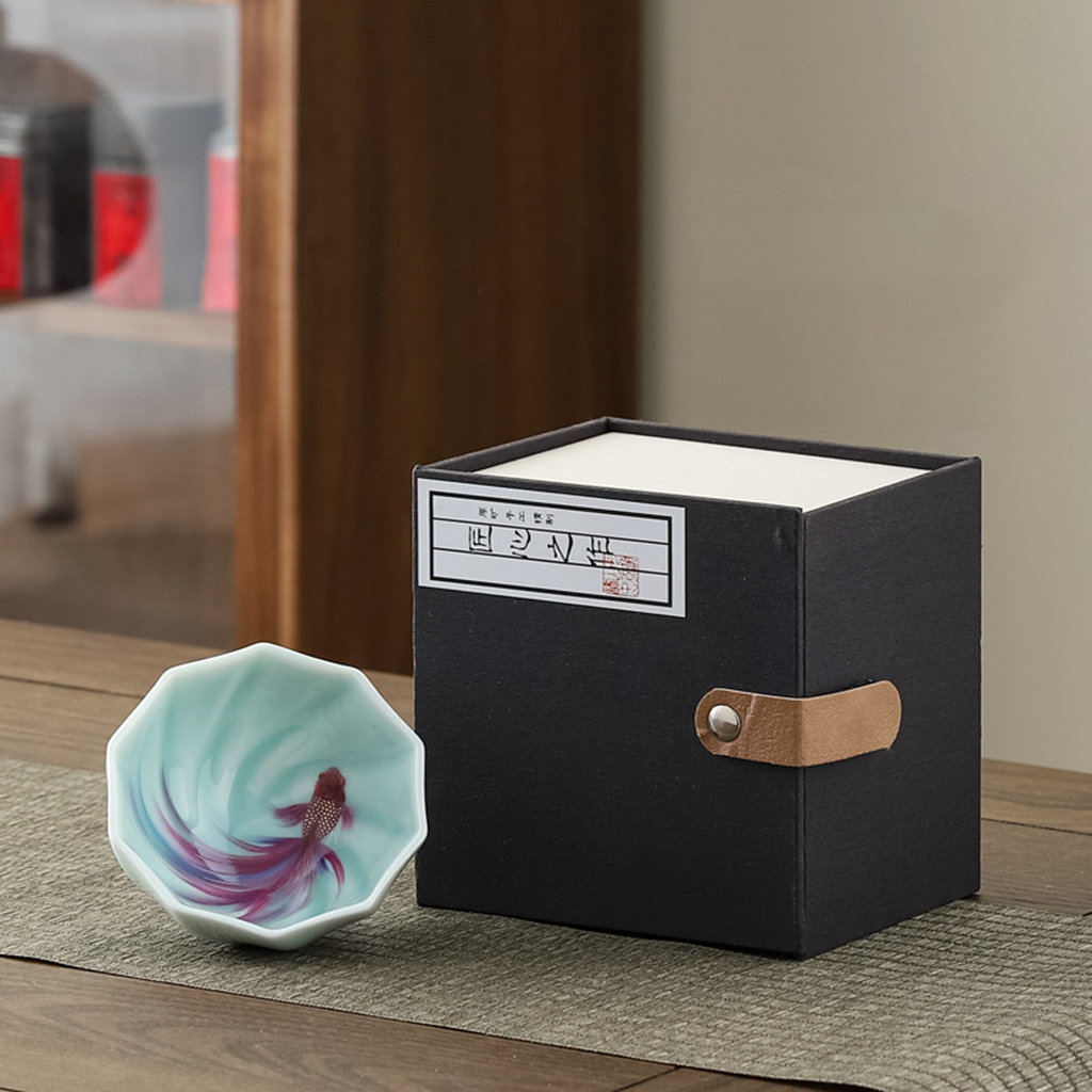 Celadon Porcelain Koi Fish Teacup – Artistic Green Glaze Tea Bowl | Zen Ara Grove