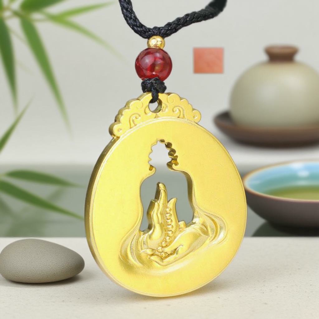 Zen Meditation Pendant – Faceless Buddha in Vitarka Mudra | Zen Ara Grove