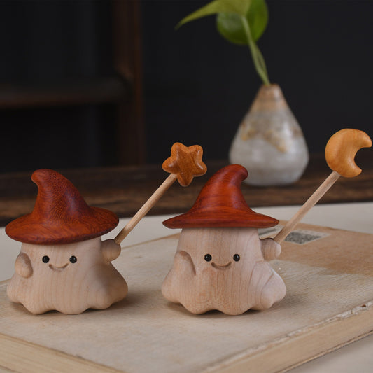 Handmade Wooden Elf Figurine – Solid Wood Carving in Cypress or Beech, Magnetic Hat Design | Zen Ara Grove