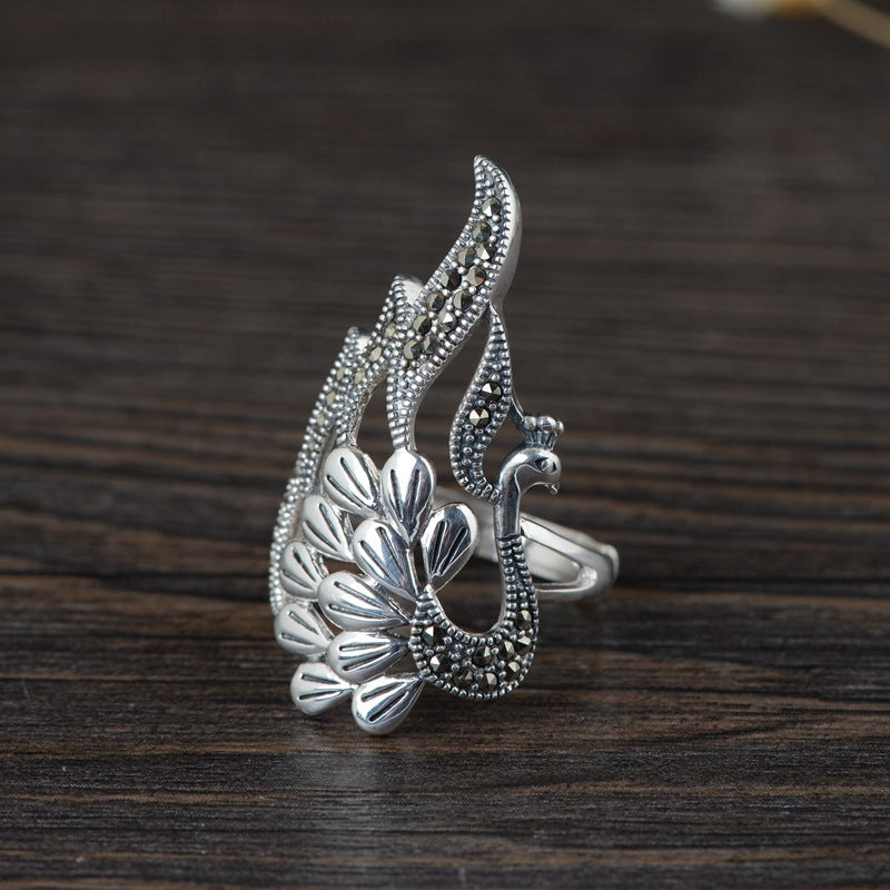 S925 Peacock Silver Ring – Symbol of Beauty & Nobility | Zen Ara Grove