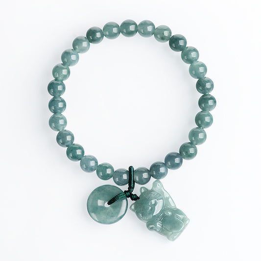 Blue Jade Peace Buckle Lucky Cat Prosperity Bracelet  | Zen Ara Grove