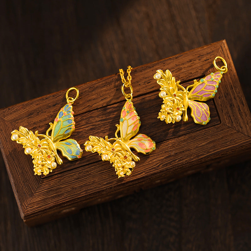 Golden Filigree Butterfly Pendant | Zen Ara Grove
