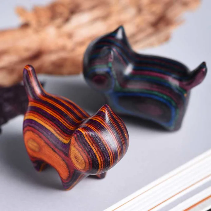 Mini Cat Kitten Colorful Wooden Cute Pet Decoration | Zen Ara Grove